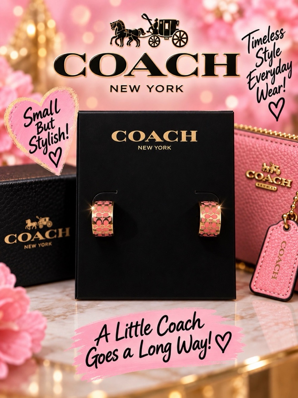 Coach Hoops - Pink and Gold Toned
